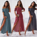Damen Maxikleid mit raffinierten Puffärmeln und elegantem seitlichen Schlitz R&B