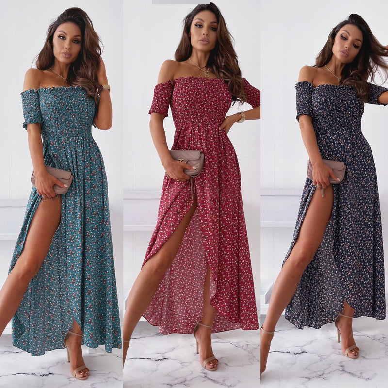 Damen Maxikleid mit raffinierten Puffärmeln und elegantem seitlichen Schlitz R&B