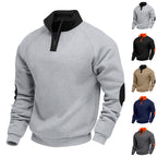 Herren modischer Sweatpullover mit halbem Reißverschluss und kontrastierenden Ellenbogenpatches R&B
