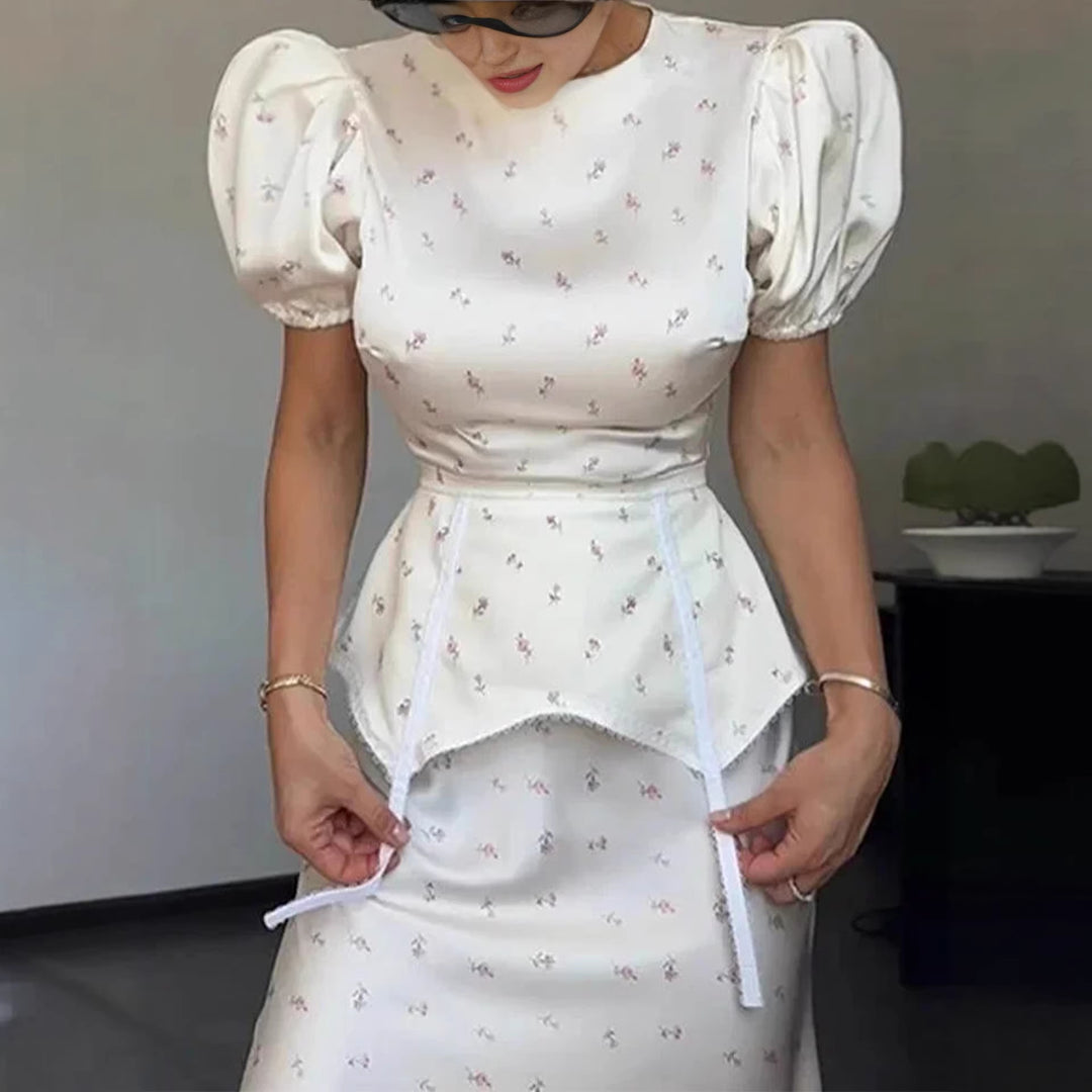 Damen Elegantes Oberteil mit Puffärmeln und verspieltem Taillierungsdetail R&B