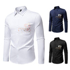 Herren Langarmhemden mit einzigartigem Stickdesign R&B