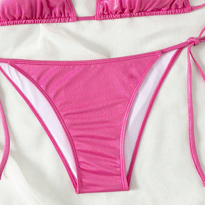 Damen Triangel-Bikini mit verstellbaren BindR&Bändern und glänzendem Obermaterial R&B