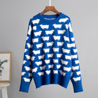 Damen Gemusterter Strickpullover mit Schafmotiven R&B