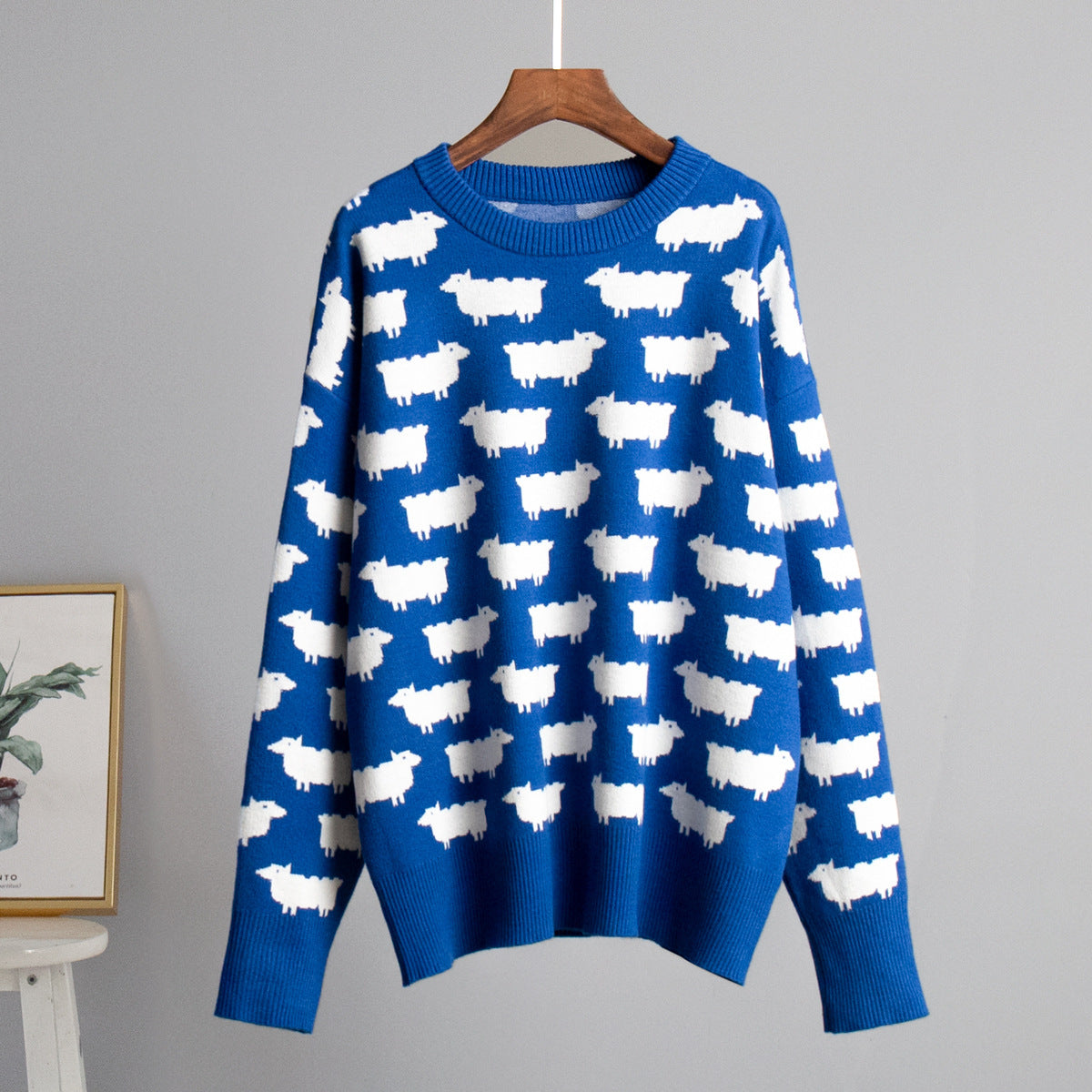 Damen Gemusterter Strickpullover mit Schafmotiven R&B