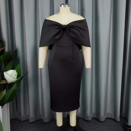 Damen Elegantes Midi-Kleid mit übergroßem Schleifen-Detail R&B