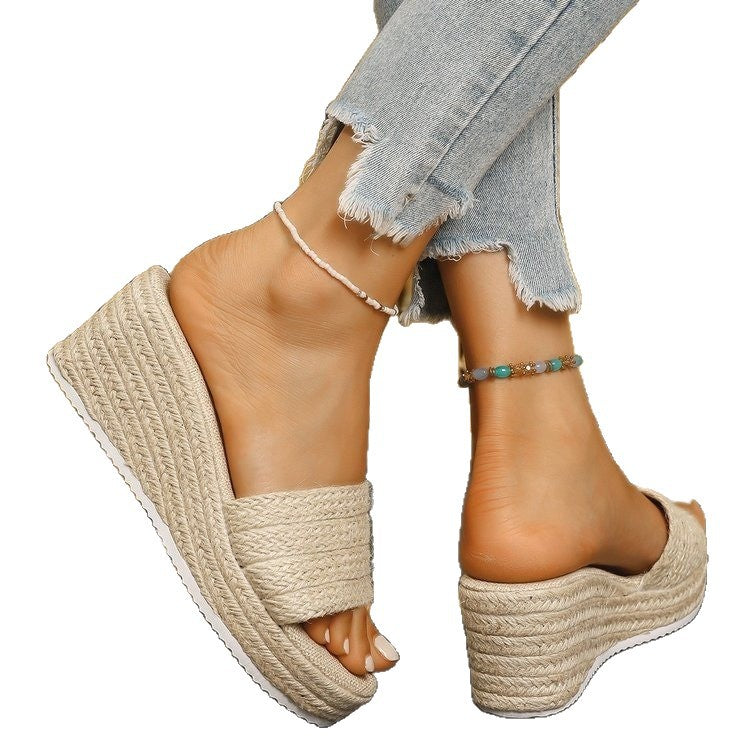 Damen Wedge-Pantoletten mit geflochtenem Obermaterial und komfortabler Sohle R&B