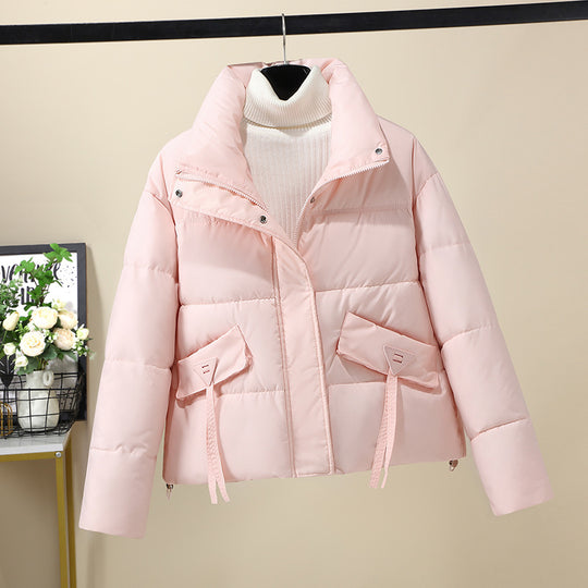 Damen Kurzgeknöpfte Steppjacke mit hohem Kragen und seitlichen Taschen R&B