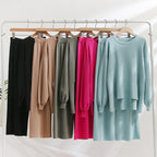 Damen lässiges Strickoberteil und Hose Set R&B