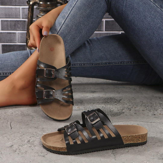 Damen Komfortable Sandalen mit verstellbaren Riemen und ergonomischem Fußbett R&B