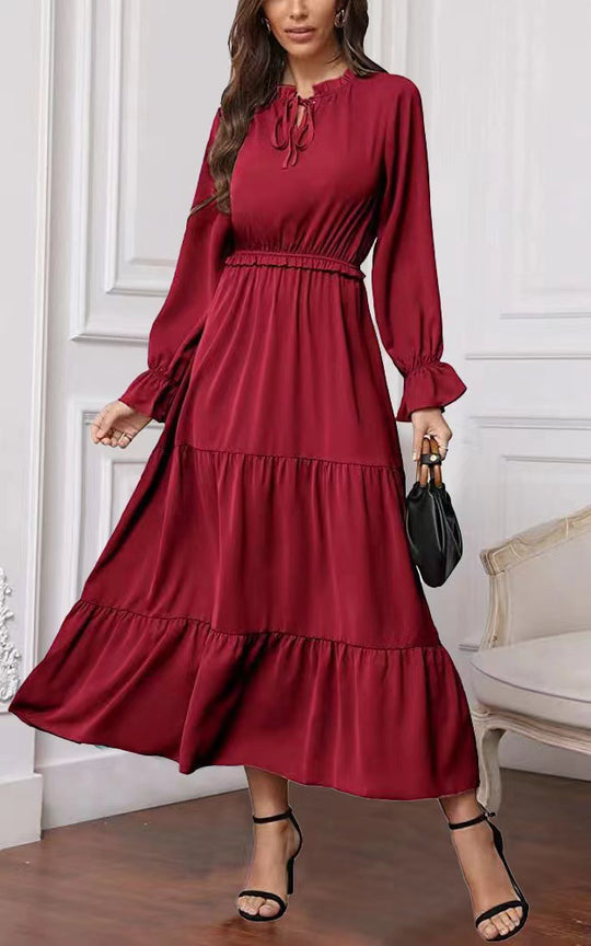 Damen Maxikleid mit voluminösen Ärmel- und Rüschendetails R&B