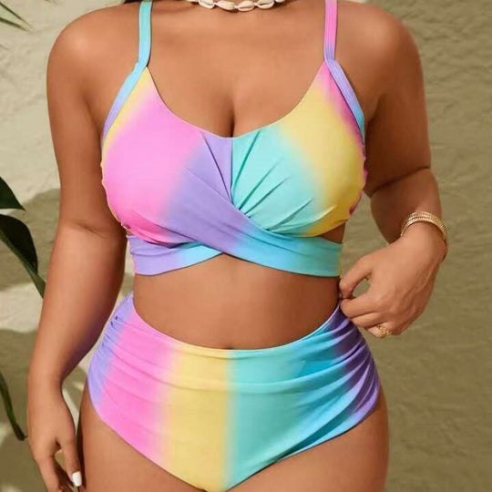 Damen Bikini-Set mit modischer Wickeloptik und hohem Bund R&B