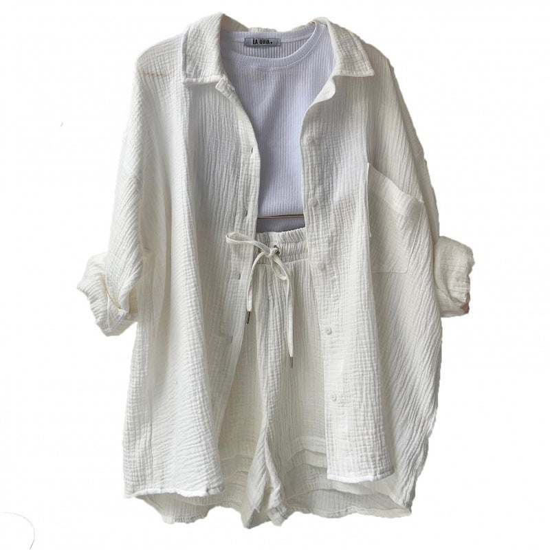 Damen lässige Oversized-Hemdjacke mit Gürtel R&B