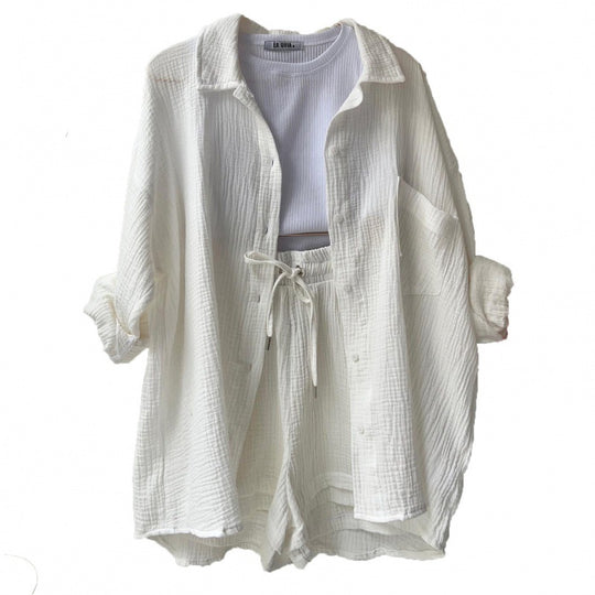 Damen lässige Oversized-Hemdjacke mit Gürtel R&B