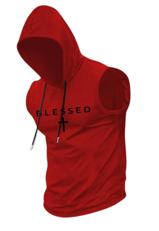 Herren nan ärmelloses Kapuzen-Sweatshirt mit Slogandruck und athletischer Passform R&B