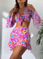Damen Blusen und Rock Set mit floralem Design R&B