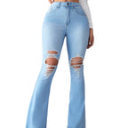Damen Flared Jeans mit modischen Ripped-Details R&B