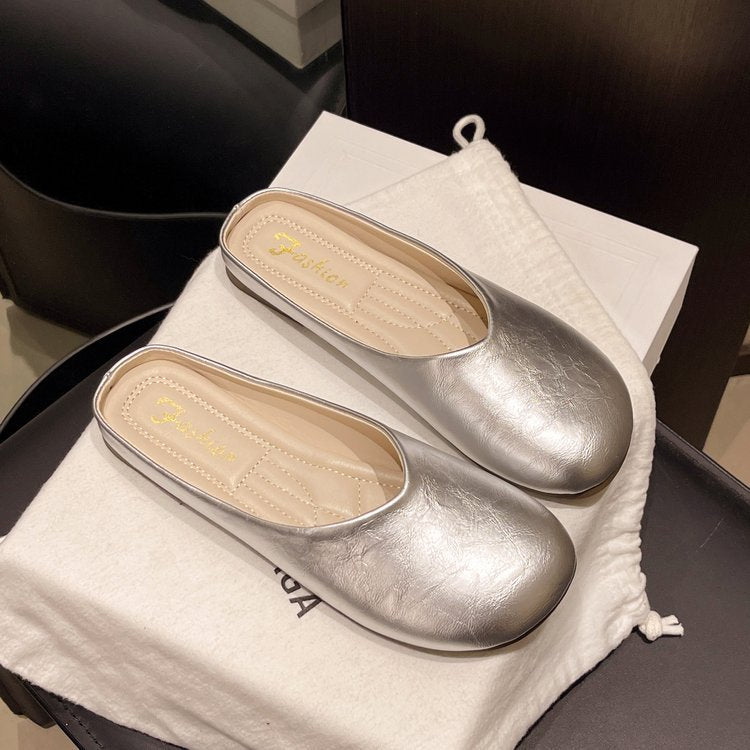 Damen modische Mules mit glänzendem Obermaterial R&B