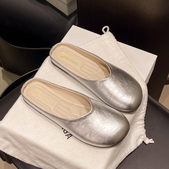 Damen modische Mules mit glänzendem Obermaterial R&B