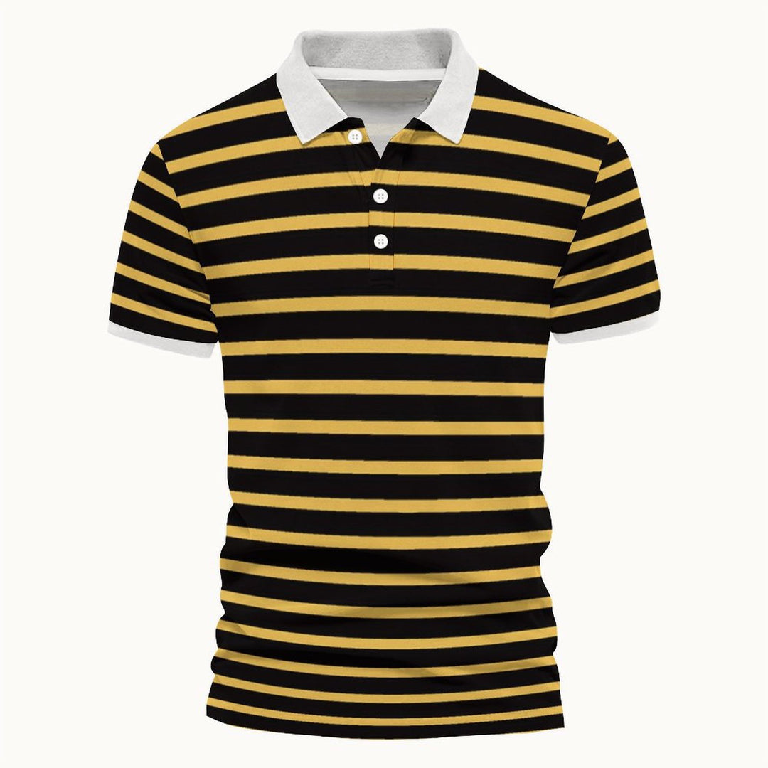 Herren Polo-Shirt mit maritimem Streifenmuster und kontrastierendem Kragen R&B