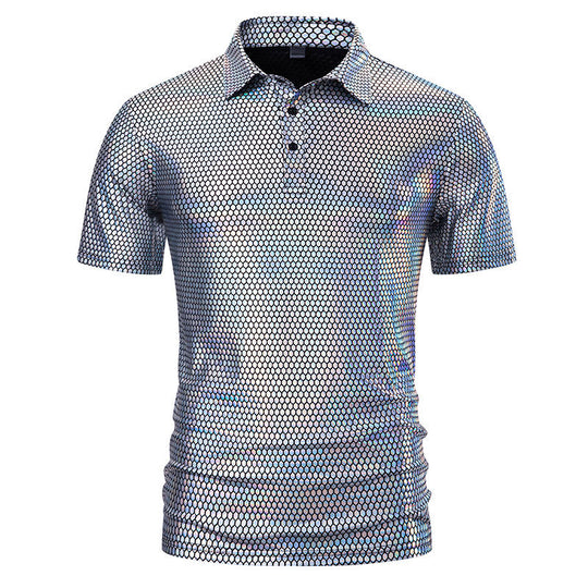 Herren Poloshirt mit glänzendem Honigwaben-Muster R&B