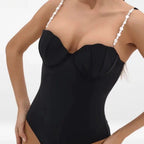 Damen eleganter Badeanzug mit muschelförmigem Detail R&B