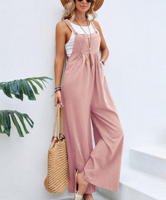 Damen Lässiger Jumpsuit mit praktischem Schnallenverschluss und weit geschnittenen Beinen R&B