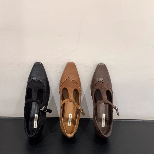 Damen elegante Schnürschuhe mit modischer Schnallenverzierung R&B