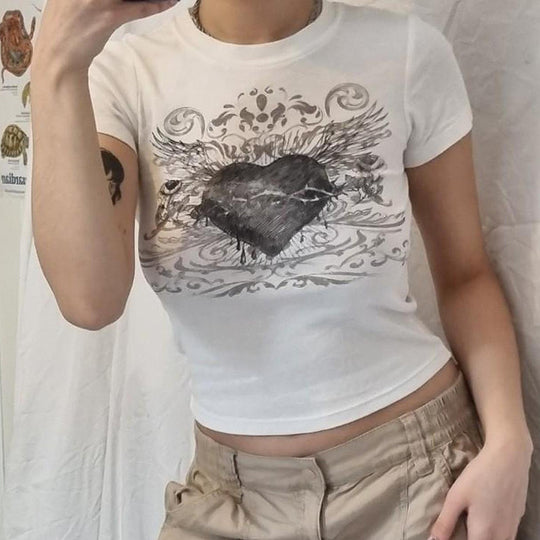 Damen T-Shirt mit kunstvollem Herz-Design R&B