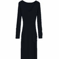 Damen Maxikleid mit elegantem V-Ausschnitt und seitlichem Schlitz R&B