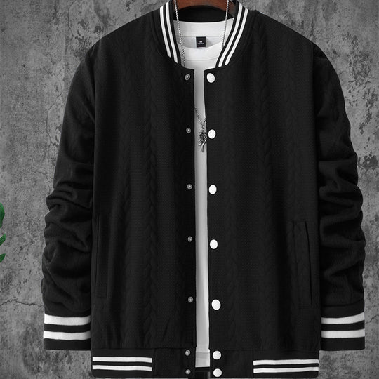 Herren stylische Bomberjacke mit strukturiertem Strickmuster und sportlichen Akzenten R&B