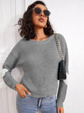 Damen Modischer Strickpullover mit kontrastierenden Ärmelakzenten R&B