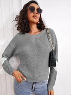 Damen Modischer Strickpullover mit kontrastierenden Ärmelakzenten R&B