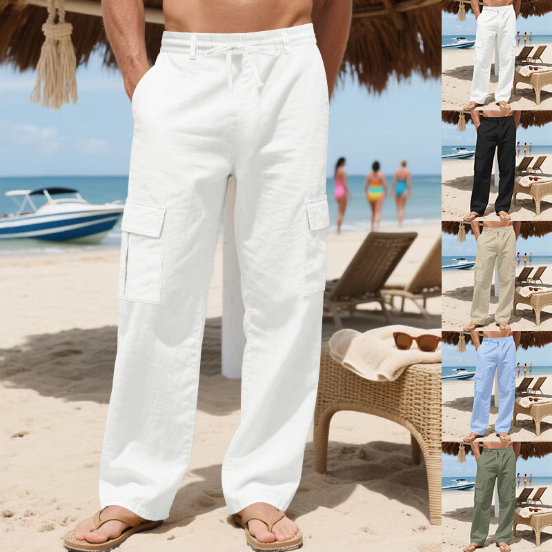 Herren lässige Cargo-Hose mit elastischem Bund und seitlichen Taschen R&B