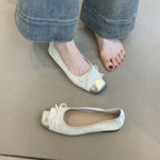 Damen elegante Ballerinas mit glänzendem Obermaterial und zierlicher Schleifenverzierung R&B