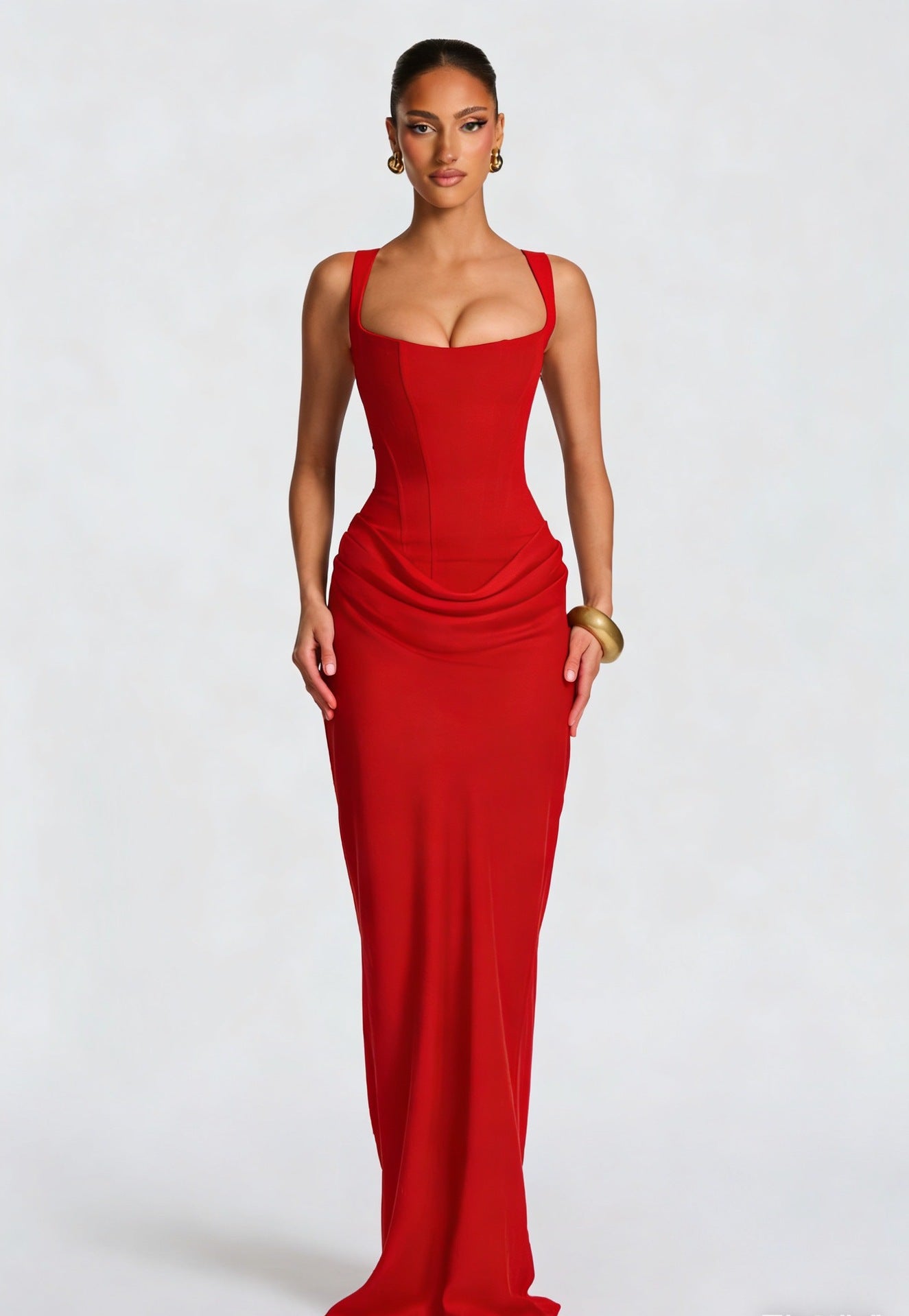 Damen elegantes Abendkleid mit raffinierten Drappierungen