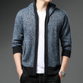 Herren Moderne Strickjacke mit Kapuze und schwarz-weißen Akzenten R&B