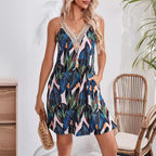 Damen Sommerliches Freizeitkleid mit Brautspitzen-Ausschnitt