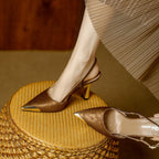 Damen Slingback-Pumps mit edlem Goldakzent