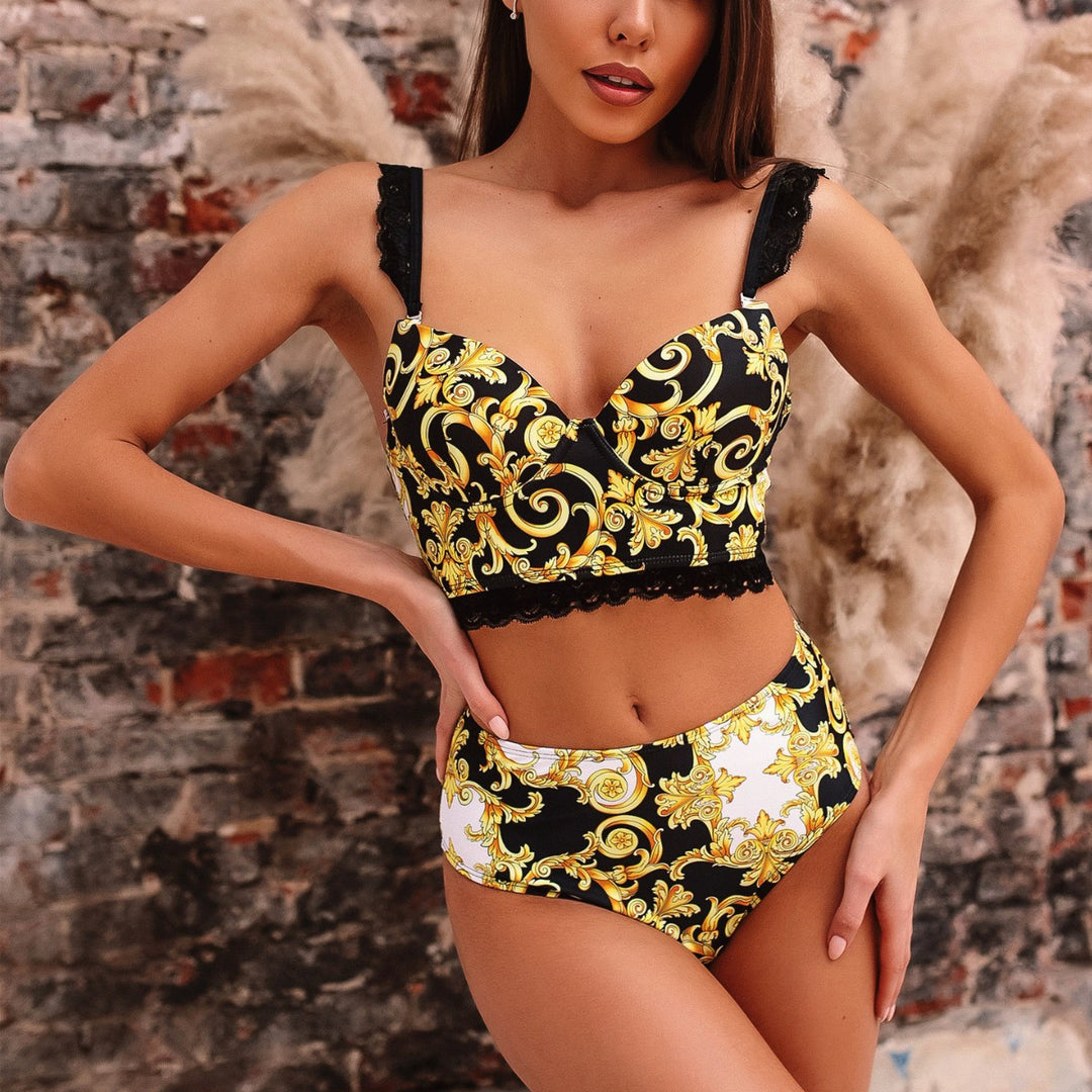 Damen Push-Up Bikini mit verzierten Trägern R&B