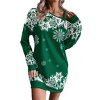 Damen Winterliches Weihnachtskleid mit verspieltem Schneeflocken-Muster R&B