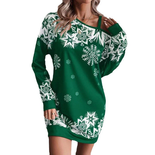 Damen Winterliches Weihnachtskleid mit verspieltem Schneeflocken-Muster R&B