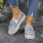Damen modische Slip-On Sneakers mit glitzerndem Design und auffälliger Schleifenapplikation R&B
