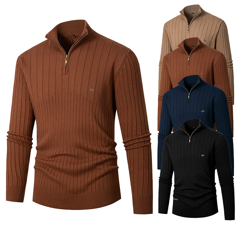 Herren Pullover mit modernem Reißverschluss und Rippenstruktur R&B