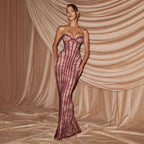 Damen figurbetontes Spitzenkleid mit Bustier-Oberteil und eleganten Details EB
