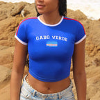 Damen Crop-Top mit kulturellem Schriftzug und Figurbetontem Schnitt R&B