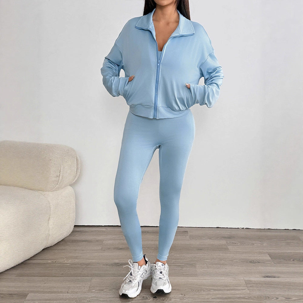 Damen Sportliches Zweiteiliges Set aus atmungsaktivem Material mit Hochbund-Wirkung EB