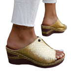 Damen Wedge-Pantoletten mit elegantem Krokodil-Look und komfortabler Sohle R&B