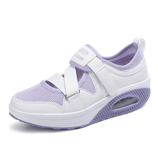 Damen Atmungsaktive Fitness-Sneaker mit elastischen Riemen und dämpfender Sohle R&B