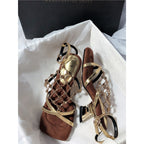 Damen elegante Sandalen mit dekorativem Strassbesatz R&B