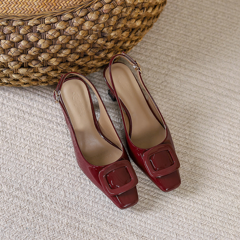 Damen Slingback-Pumps mit quadratischer Schuhspitze und modischem Riemendesign R&B